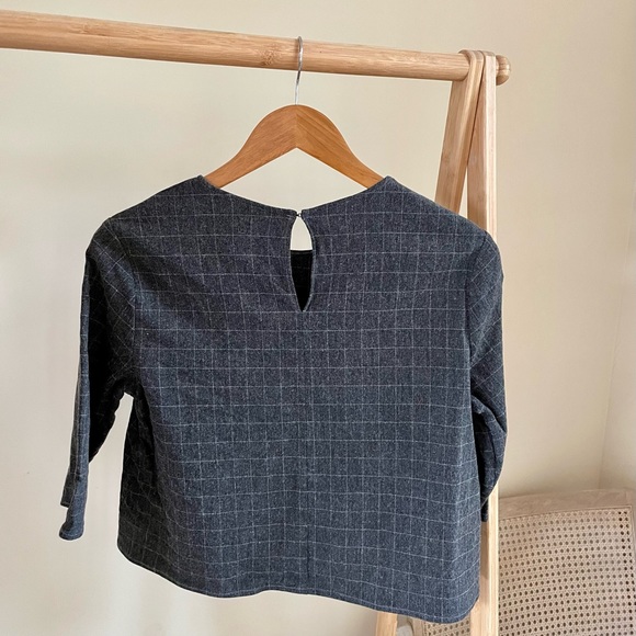 Better Stay Together Handmade Grid Print Crop Blouse in Charcoal - S - Picture 3 of 5